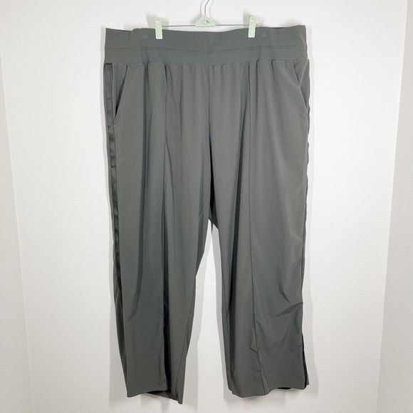 Athleta Nolita‎ Wide Leg Pants Womens Plus Size 26 Green Gray Pockets Seamed - Picture 1 of 11